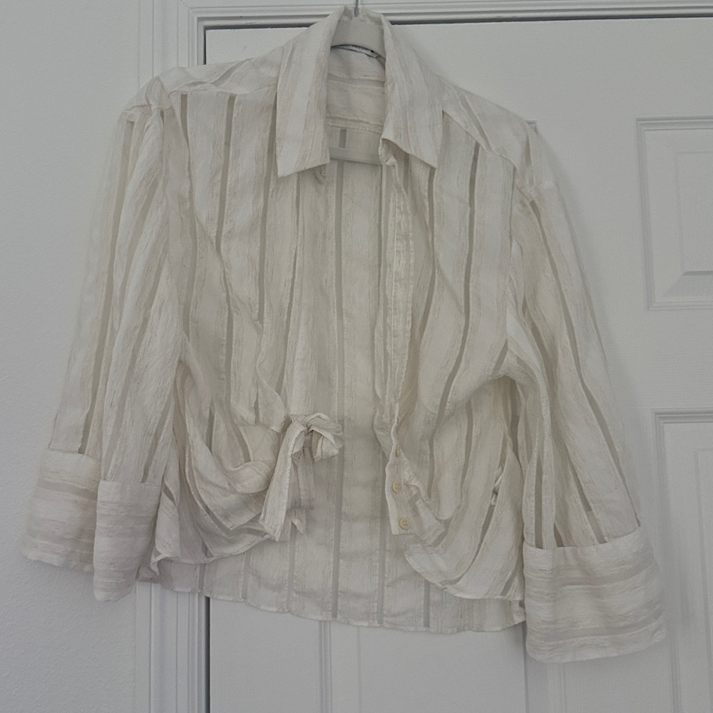 Zara Cream Sheer Blouse